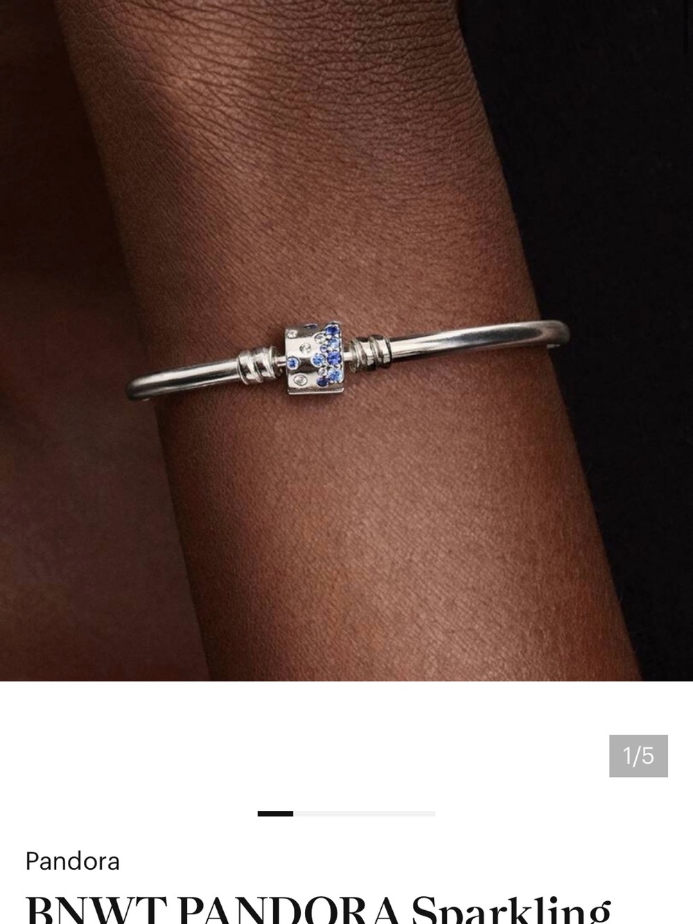 Pandora Sparkling blue barrel clasp bangle with “Caesar’s” charm. - Picture 3 of 3